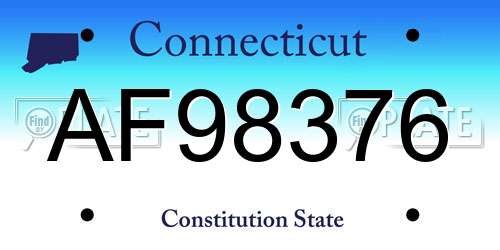 AF98376 Connecticut License Plate