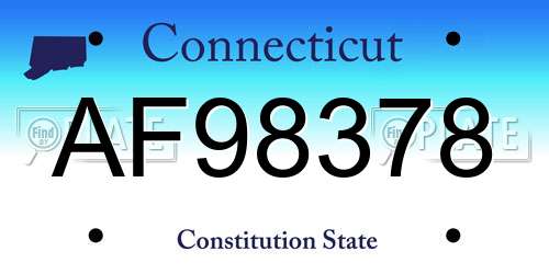 AF98378 Connecticut License Plate