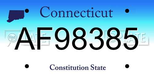 AF98385 Connecticut License Plate