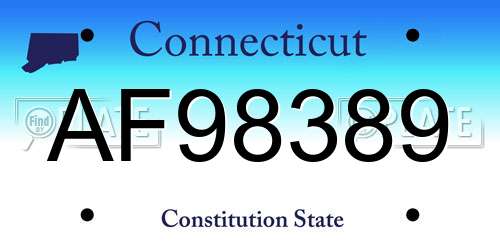 AF98389 Connecticut License Plate