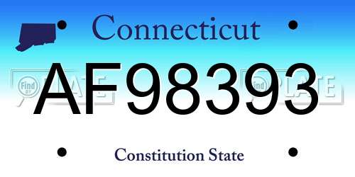 AF98393 Connecticut License Plate