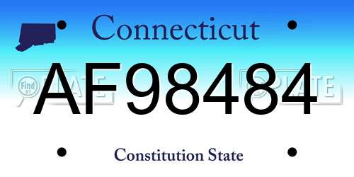 AF98484 Connecticut License Plate