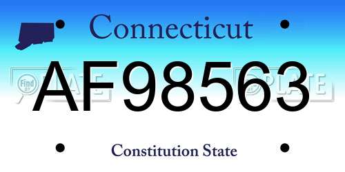 AF98563 Connecticut License Plate
