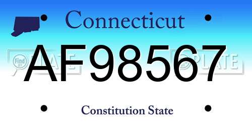 AF98567 Connecticut License Plate