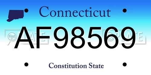 AF98569 Connecticut License Plate