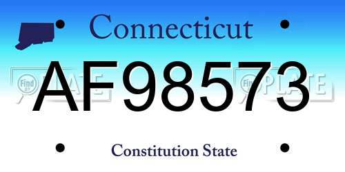 AF98573 Connecticut License Plate