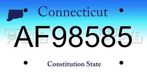 AF98585 Connecticut License Plate