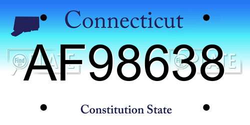 AF98638 Connecticut License Plate