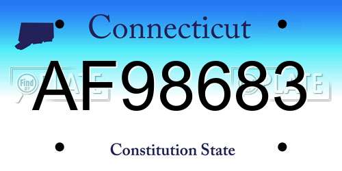 AF98683 Connecticut License Plate