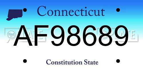 AF98689 Connecticut License Plate