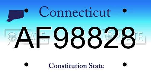 AF98828 Connecticut License Plate