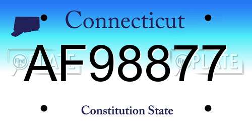 AF98877 Connecticut License Plate