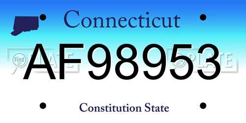AF98953 Connecticut License Plate
