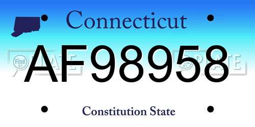 AF98958 Connecticut License Plate