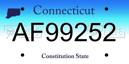 AF99252 Connecticut License Plate