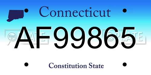 AF99865 Connecticut License Plate