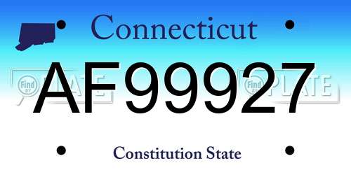 AF99927 Connecticut License Plate
