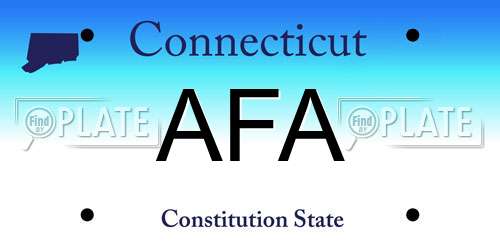 AFA Connecticut License Plate