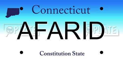 AFARID Connecticut License Plate