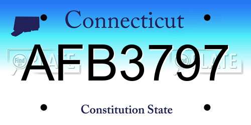 AFB3797 Connecticut License Plate