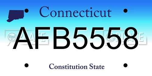 AFB5558 Connecticut License Plate
