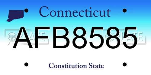 AFB8585 Connecticut License Plate
