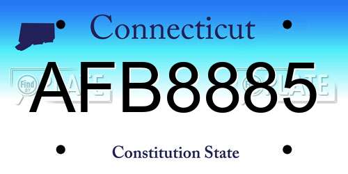 AFB8885 Connecticut License Plate