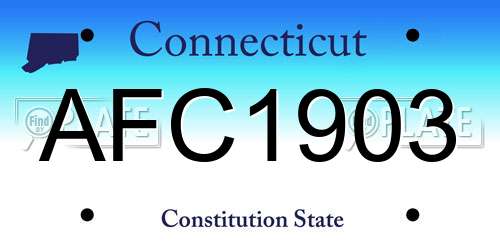 AFC1903 Connecticut License Plate
