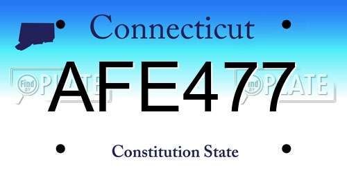 AFE477 Connecticut License Plate