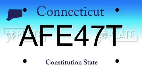 AFE47T Connecticut License Plate