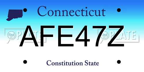 AFE47Z Connecticut License Plate