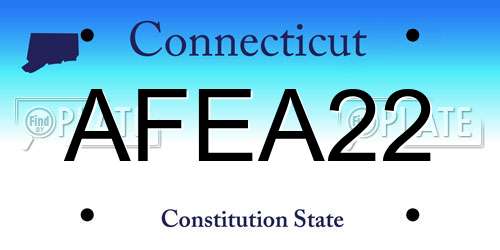 AFEA22 Connecticut License Plate