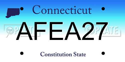 AFEA27 Connecticut License Plate
