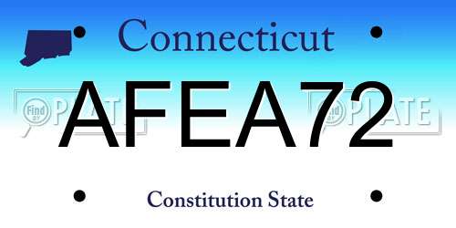 AFEA72 Connecticut License Plate
