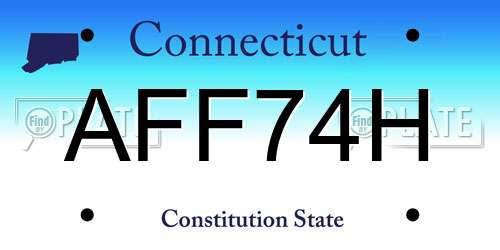 AFF74H Connecticut License Plate