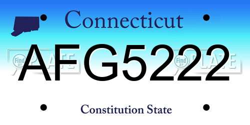 AFG5222 Connecticut License Plate
