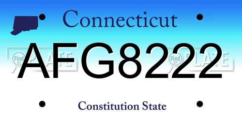 AFG8222 Connecticut License Plate