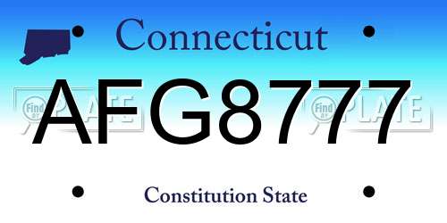 AFG8777 Connecticut License Plate
