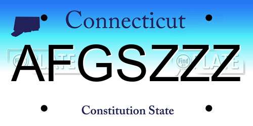 AFGSZZZ Connecticut License Plate