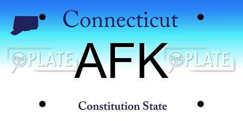 AFK Connecticut License Plate