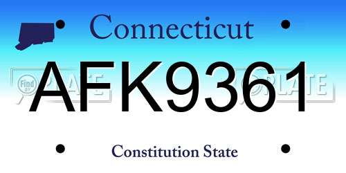 AFK9361 Connecticut License Plate