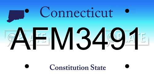 AFM3491 Connecticut License Plate