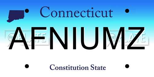 AFNIUMZ Connecticut License Plate