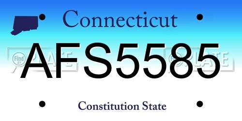 AFS5585 Connecticut License Plate