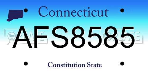 AFS8585 Connecticut License Plate