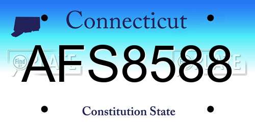 AFS8588 Connecticut License Plate