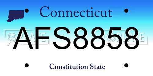 AFS8858 Connecticut License Plate