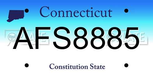 AFS8885 Connecticut License Plate