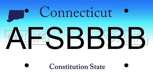 AFSBBBB Connecticut License Plate