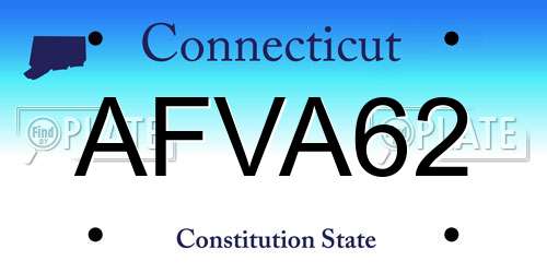 AFVA62 Connecticut License Plate